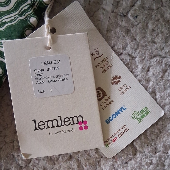 Lemlem Green Patterned One-Shoulder Swimsuit - Picture 2 of 5